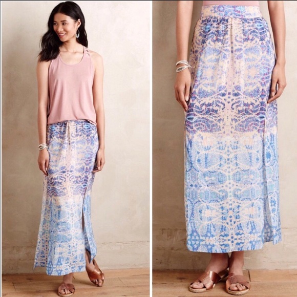 Anthropologie Gorgeous Silk Maxi Skirt NWT M - Picture 2 of 7